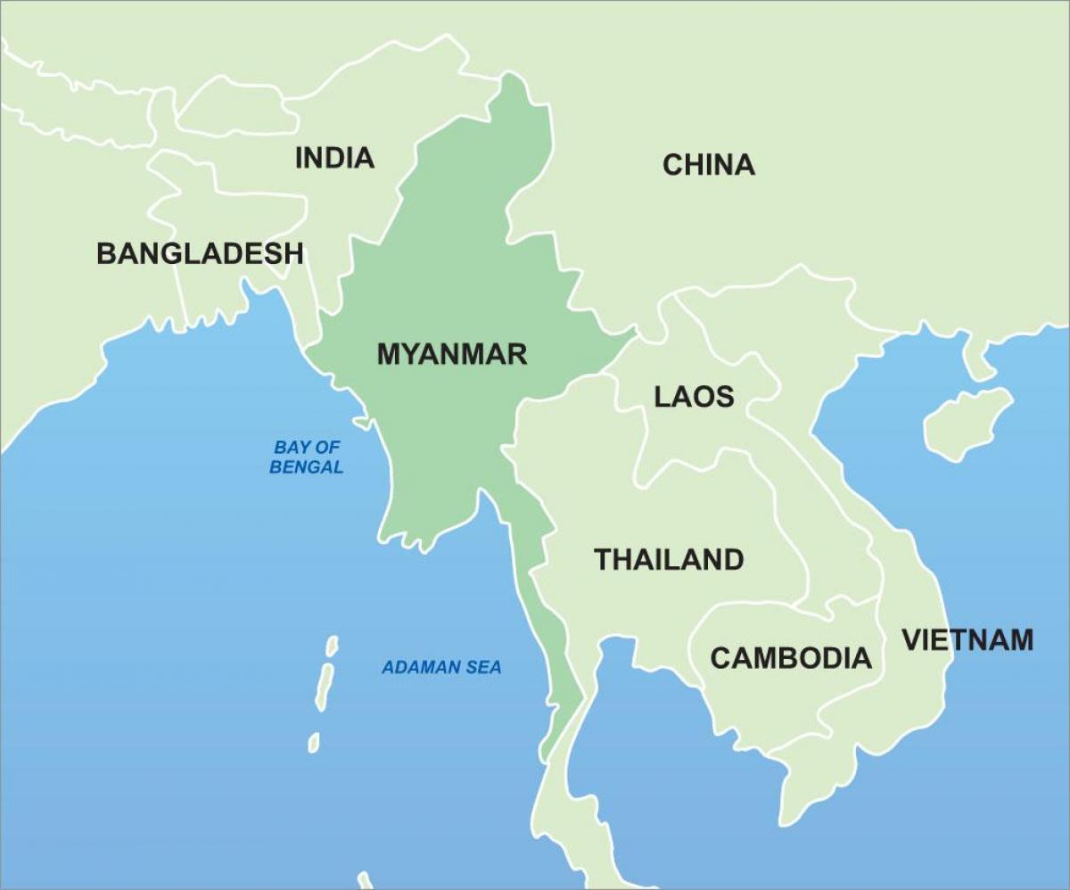 Birmania no mapa de asia
