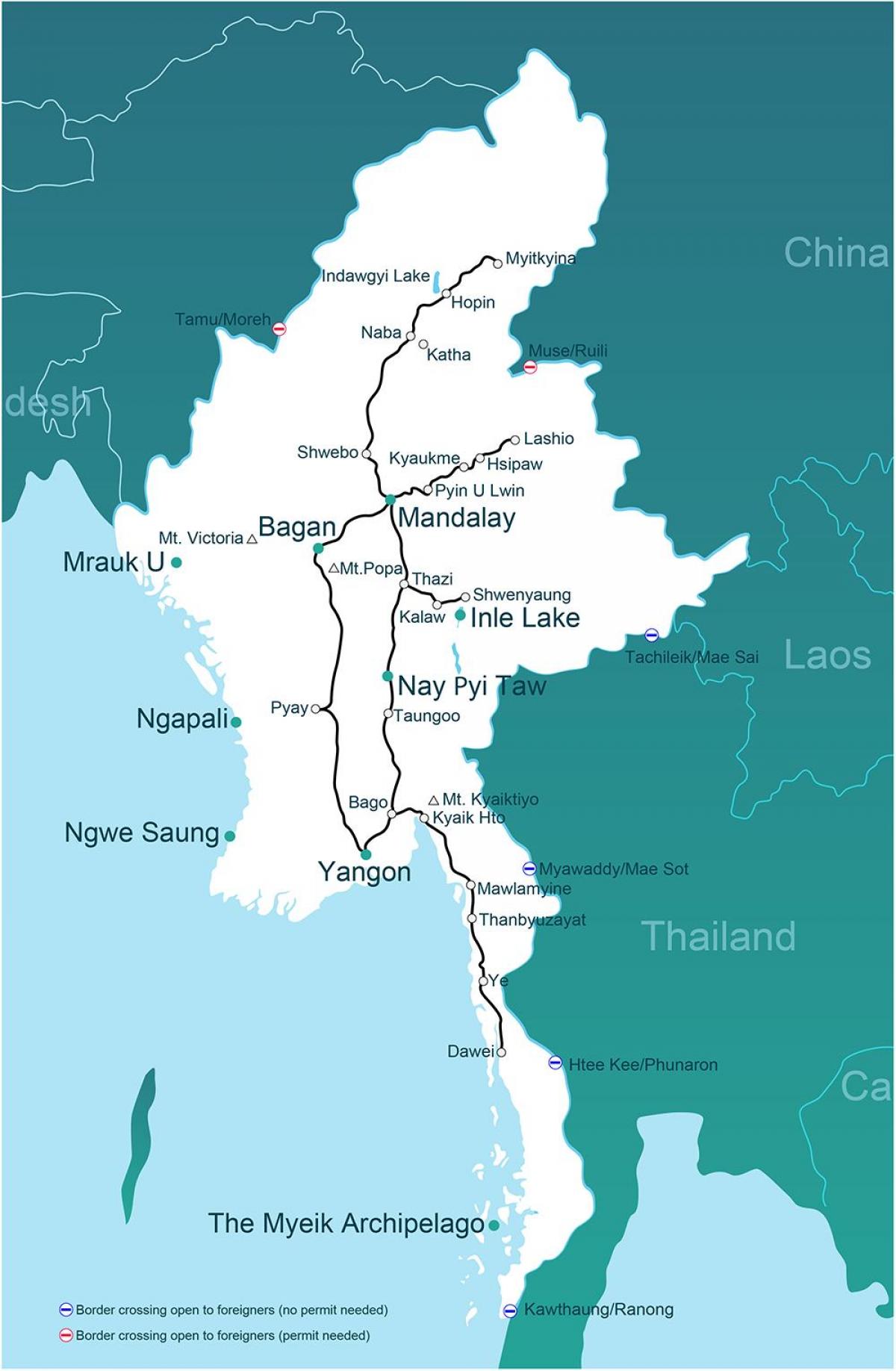 Birmania tren mapa
