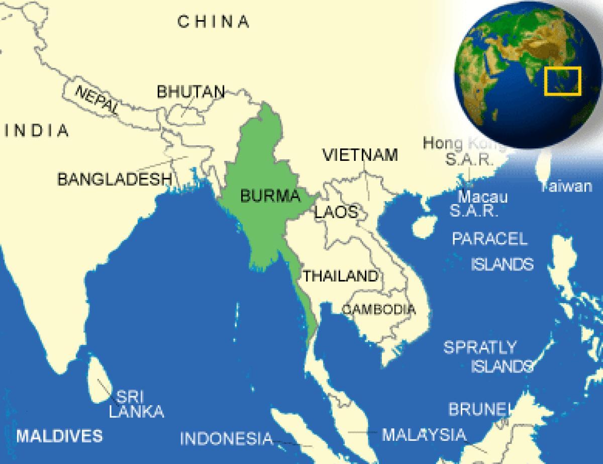 Birmania ou Birmania mapa