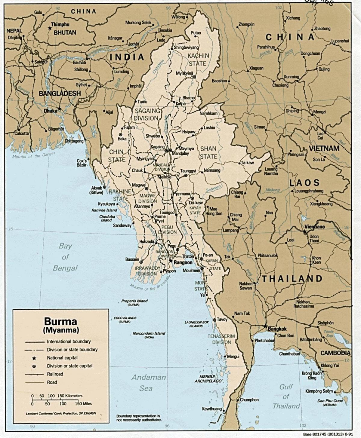 yangon Birmania mapa