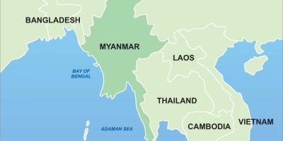 Birmania no mapa de asia